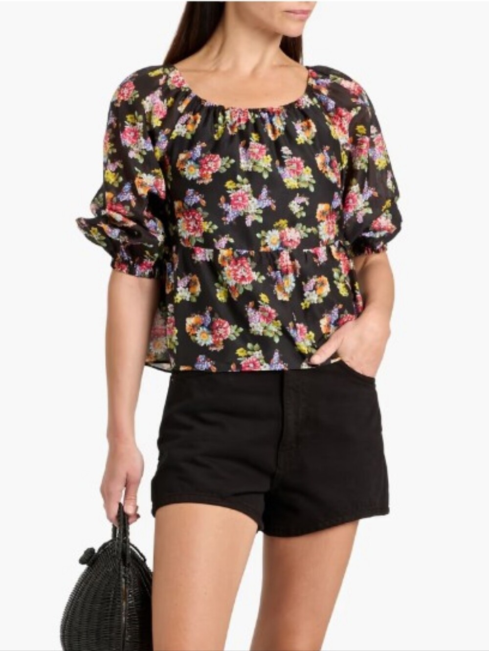 Alice‎ + Olivia Magnolia Floral-Print Silk Blend Top